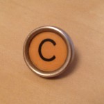 Orange Letter C Typewriter Pin